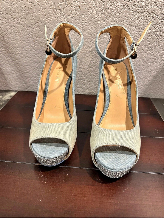 Thalia Sodi Shoes - Thalia Sodi Denim Bedazzled Heels